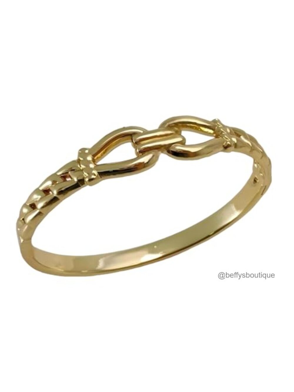 Chunky Gold Knot Bangle Hammered Horseshoe Cuff Bracelet for Women